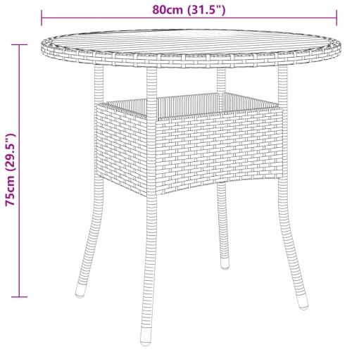 Szürke akácfa és polyrattan kerti asztal Ø80 x 75 cm