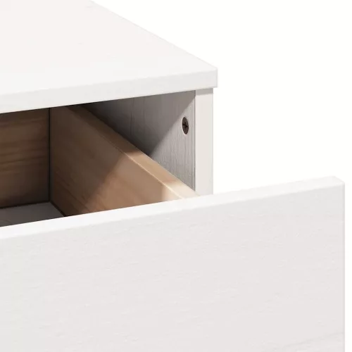 Fehér tömör fenyőfa fésülködőasztal szett tükörrel