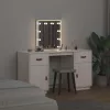 Fehér tömör fenyőfa fésülködőasztal szett LED-del