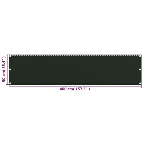 Sötétzöld HDPE erkélytakaró 90 x 400 cm