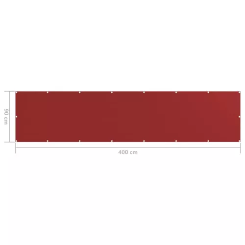 Piros HDPE erkélyparaván 90 x 400 cm