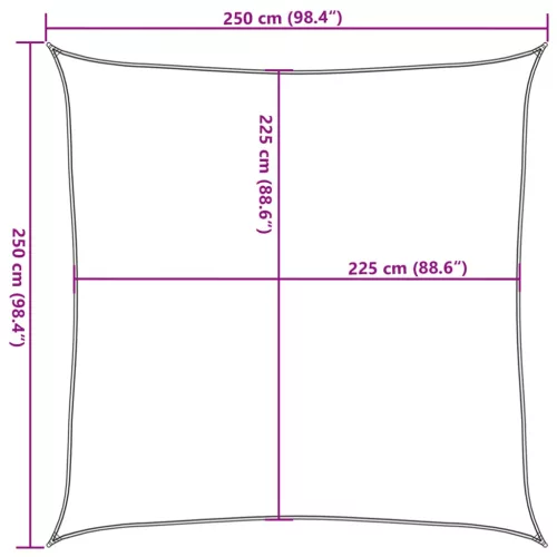 Antracitszürke HDPE napvitorla 160 g/m² 2,5 x 2,5 m