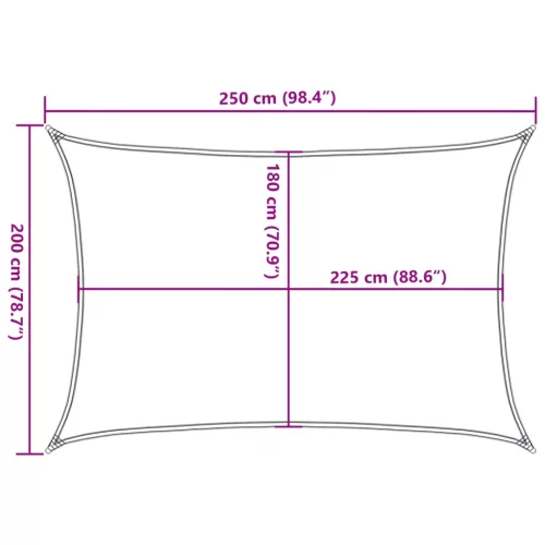 Antracitszürke HDPE napvitorla 160 g/m² 2 x 2,5 m