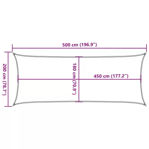 Antracitszürke HDPE napvitorla 160 g/m² 2 x 5 m