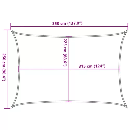 Antracitszürke HDPE napvitorla 160 g/m² 2,5 x 3,5 m