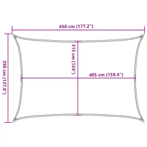 Antracitszürke HDPE napvitorla 160 g/m² 3,5 x 4,5 m