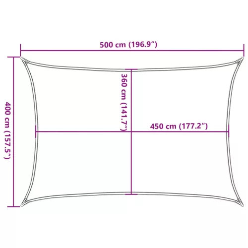 Antracitszürke HDPE napvitorla 160 g/m² 4 x 5 m