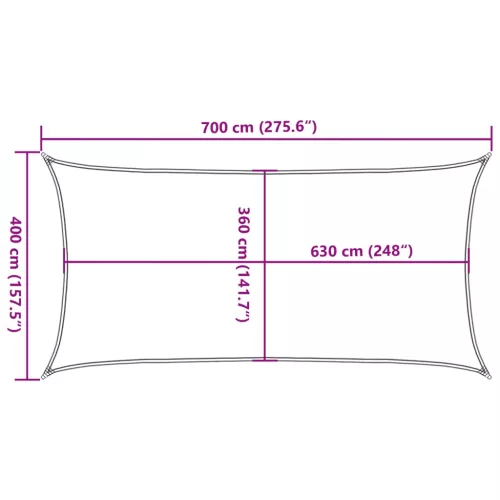 Bézs HDPE napvitorla 160 g/m² 4 x 7 m