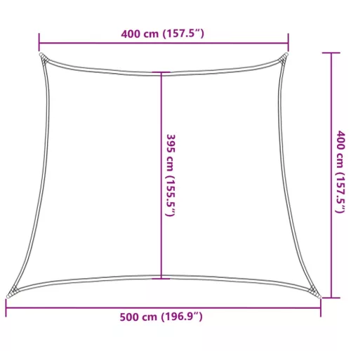 Bézs HDPE napvitorla 160 g/m² 4/5 x 4 m