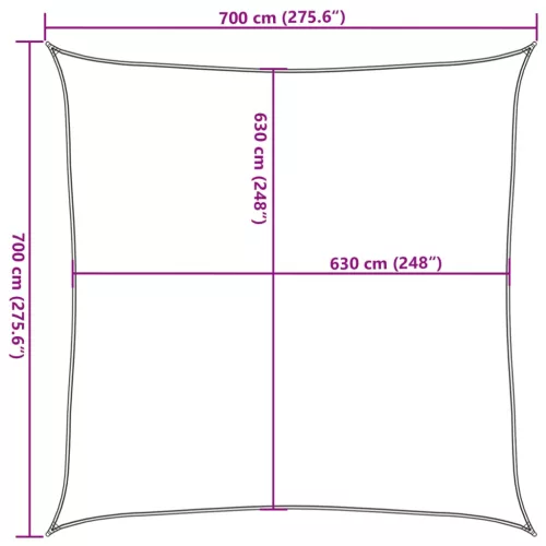 Krémszínű HDPE napvitorla 160 g/m² 7 x 7 m
