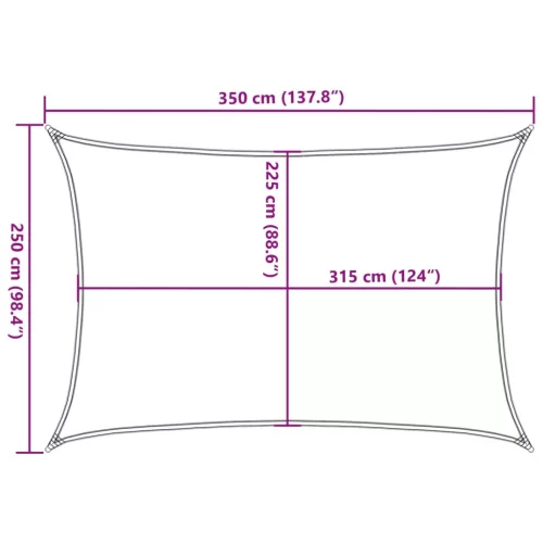 Krémszínű HDPE napvitorla 160 g/m² 2,5 x 3,5 m
