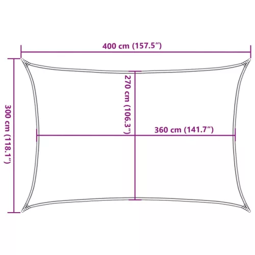 Krémszínű HDPE napvitorla 160 g/m² 3 x 4 m
