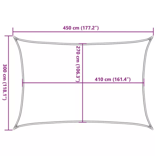 Krémszínű HDPE napvitorla 160 g/m² 3 x 4,5 m