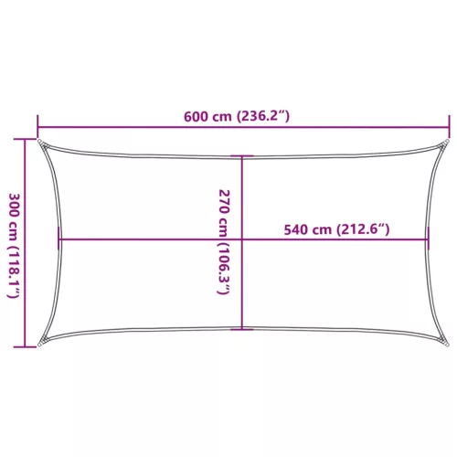 Krémszínű HDPE napvitorla 160 g/m² 3 x 6 m