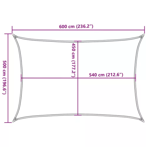 Krémszínű HDPE napvitorla 160 g/m² 5 x 6 m
