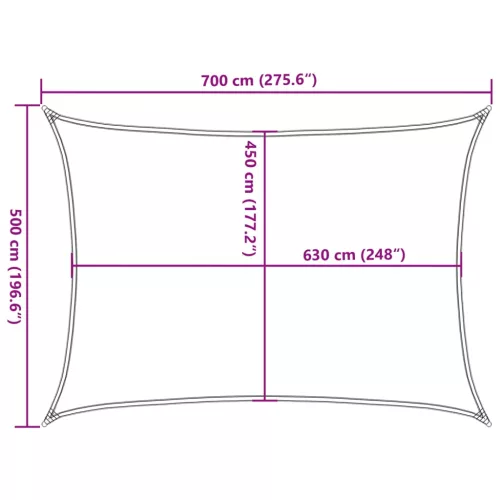 Krémszínű HDPE napvitorla 160 g/m² 5 x 7 m