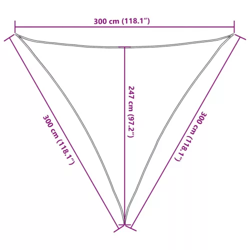 Krémszínű HDPE napvitorla 160 g/m² 3 x 3 x 3 m