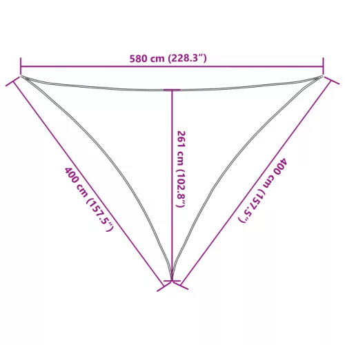 Krémszínű HDPE napvitorla 160 g/m² 4 x 4 x 5,8 m