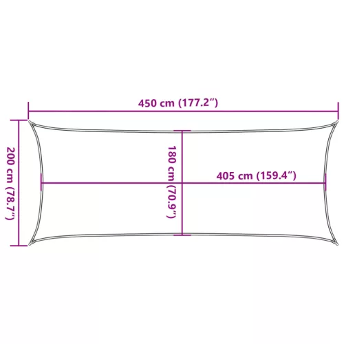 Fehér HDPE napvitorla 160 g/m² 2 x 4,5 m