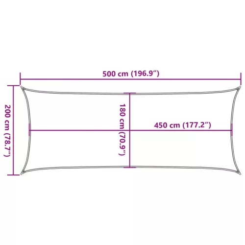 Fehér HDPE napvitorla 160 g/m² 2 x 5 m