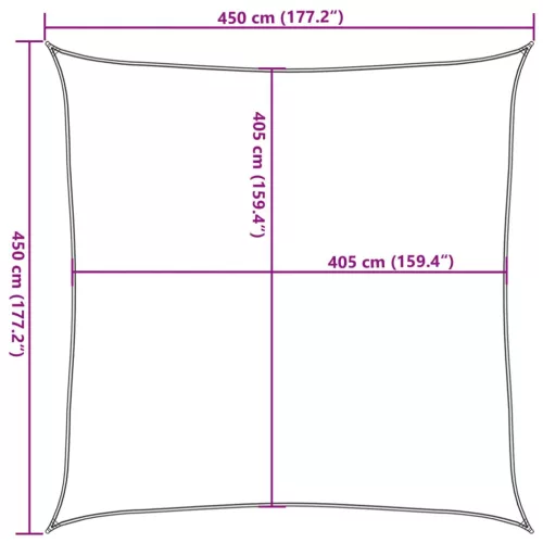 Világoszöld HDPE napvitorla 160 g/m² 4,5 x 4,5 m