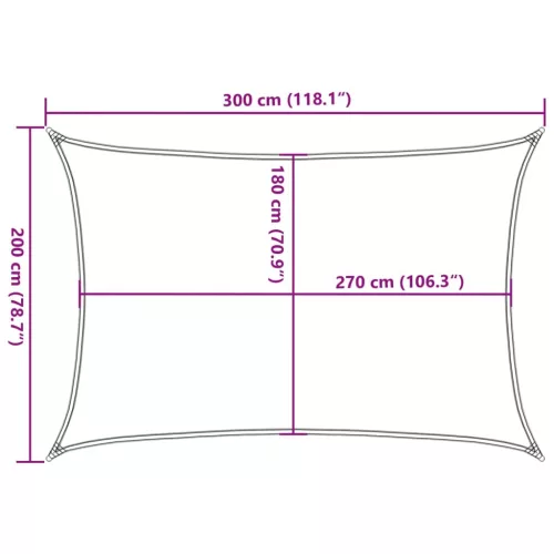 Terrakotta HDPE napvitorla 160 g/m² 2 x 3 m