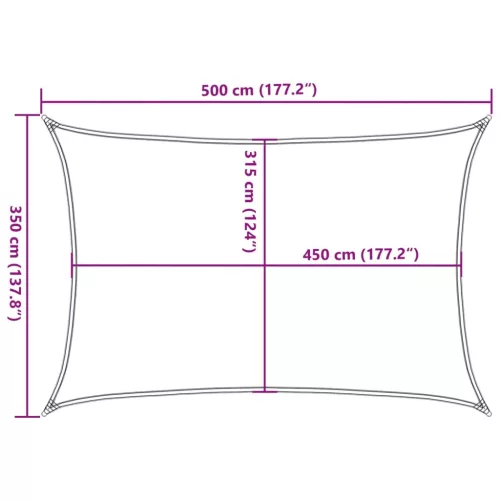 Terrakotta négyszögletű HDPE napvitorla 160 g/m² 3,5x5 m