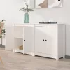 Fehér 2 db tömör fenyőfa tálalószekrény 70 x 35 x 80 cm