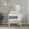 Fehér szerelt fa fésülködőasztal-szett LED-ekkel