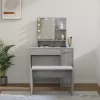 Szürke sonoma szerelt fa fésülködőasztal-szett LED-ekkel