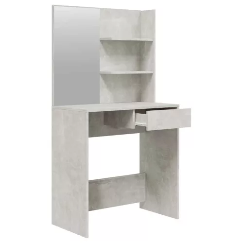 Betonszürke színű fésülködőasztal-szett 74,5 x 40 x 141 cm