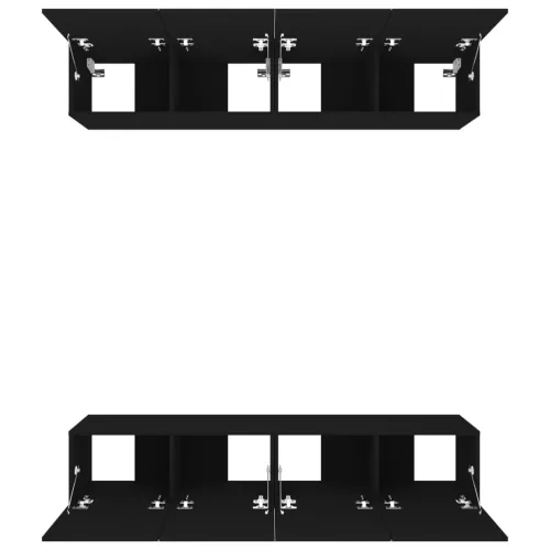 4 db fekete szerelt fa TV-szekrény 80 x 30 x 30 cm