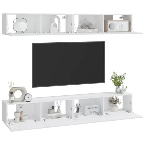 4 db fehér fali TV-szekrény 100 x 30 x 30 cm