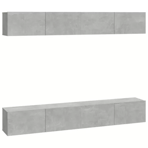 4 db betonszürke fali TV-szekrény 100 x 30 x 30 cm