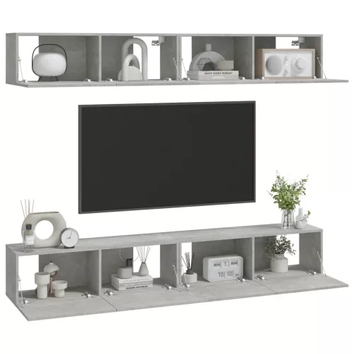 4 db betonszürke fali TV-szekrény 100 x 30 x 30 cm