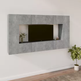 8 részes betonszürke szerelt fa TV-szekrényszett