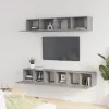 5 részes szürke sonoma színű szerelt fa TV-szekrényszett