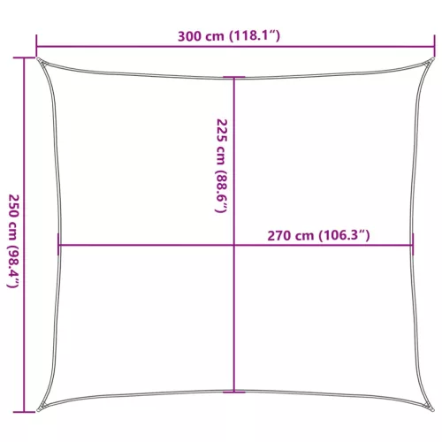 Sötétzöld HDPE napvitorla 160 g/m² 2,5 x 3 m