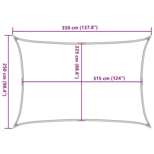 Sötétzöld HDPE napvitorla 160 g/m² 2,5 x 3,5 m