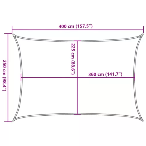 Sötétzöld HDPE napvitorla 160 g/m² 2,5 x 4 m