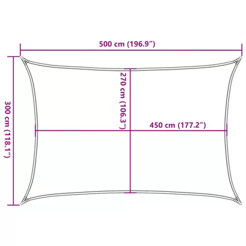 Sötétzöld HDPE napvitorla 160 g/m² 3 x 5 m