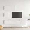 4 részes fehér szerelt fa TV-szekrényszett