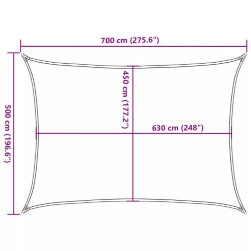 Sötétzöld HDPE napvitorla 160 g/m² 5 x 7 m