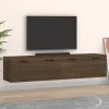 2 db barna tölgy színű szerelt fa faliszekrény 60x36,5x35 cm