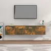 2 db füstös tölgy színű szerelt fa faliszekrény 80x35x36,5 cm