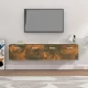 2 db füstös tölgy színű szerelt fa faliszekrény 80x35x36,5 cm