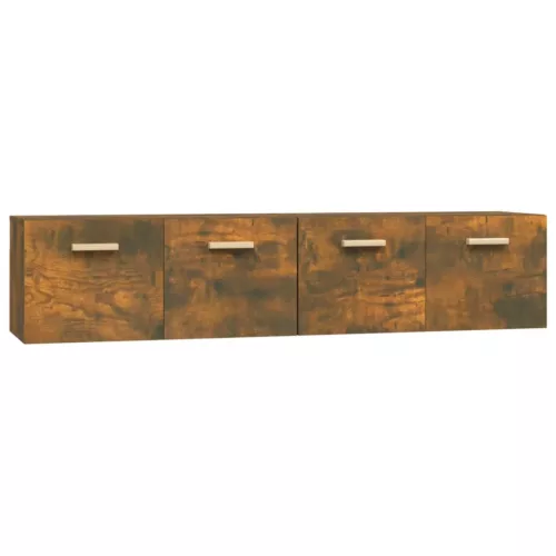 2 db füstös tölgy színű szerelt fa faliszekrény 80x35x36,5 cm