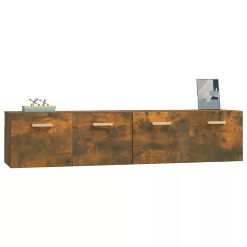 2 db füstös tölgy színű szerelt fa faliszekrény 80x35x36,5 cm