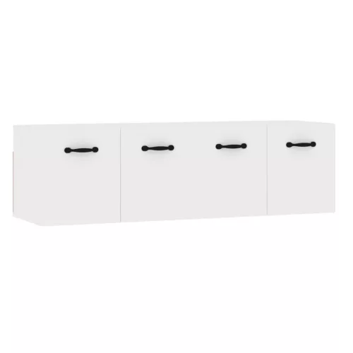 2 db magasfényű fehér szerelt fa faliszekrény 80x36,5x35 cm