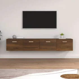   2 db barna tölgy színű szerelt fa faliszekrény 100x36,5x35 cm